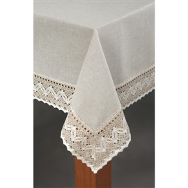 IRYS Obrus lniany z koronką ANETA 50% len 140x250
