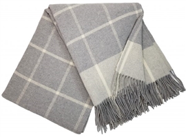 Koc wełniany CASHMERE MERINO 140x200 checked light grey