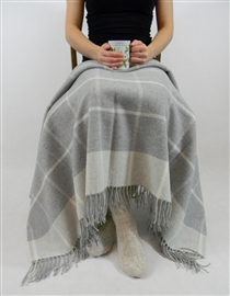 Zdjęcie Koc wełniany CASHMERE MERINO 140x200 checked grey