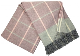 Koc wełniany CASHMERE MERINO 140x200 checked rosa grey