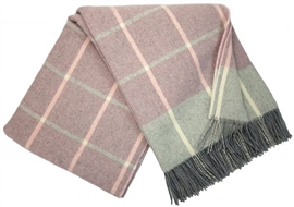 Koc wełniany CASHMERE MERINO 140x200 checked rosa grey