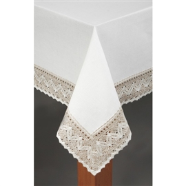 IRYS Obrus lniany z koronką ANETA 50% len 140x220