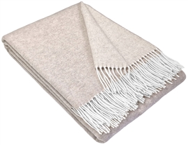 Koc wełniany CASHMERE MERINO 140x200 double face beige/white